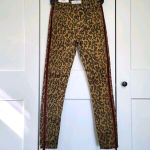 Zara zw animal print skinny jeans with velvet band